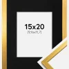 Ramme Edsbyn Guld 15x20 cm - Passepartout Sort 4x5 inches