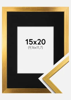 Ramme Edsbyn Guld 15x20 cm - Passepartout Sort 4x5 inches