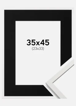 Ramme Edsbyn Hvid 35x45 cm - Passepartout Sort 24x34 cm