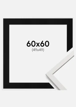 Ramme Edsbyn Hvid 60x60 cm - Passepartout Sort 50x50 cm