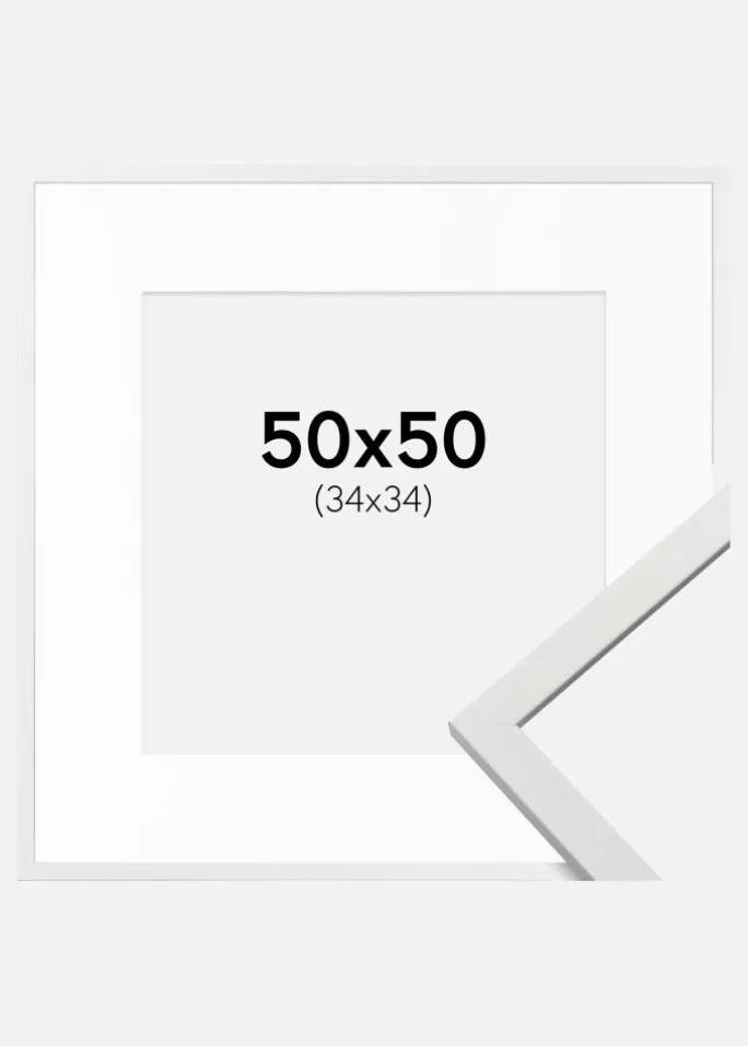 Ramme Edsbyn Hvid 50x50 cm - Passepartout Hvid 35x35 cm