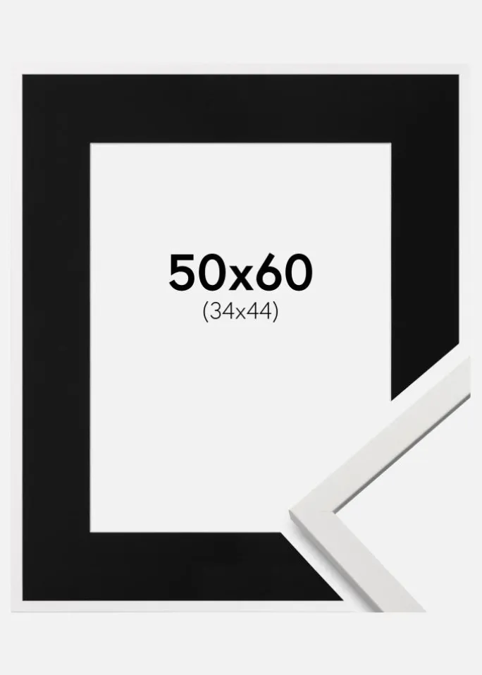 Ramme Edsbyn Hvid 50x60 cm - Passepartout Sort 35x45 cm