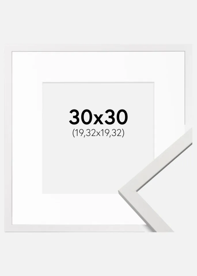 Ramme Edsbyn Hvid 30x30 cm - Passepartout Hvid 8x8 inches (20,32x20,32 cm)