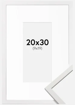 Ramme Edsbyn Hvid 20x30 cm - Passepartout Hvid 10x20 cm