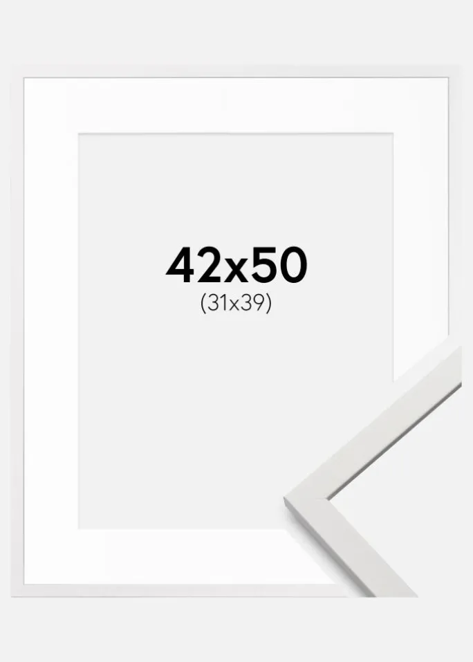 Ramme Edsbyn Hvid 42x50 cm - Passepartout Hvid 32x40 cm