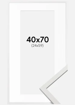 Ramme Edsbyn Hvid 40x70 cm - Passepartout Hvid 25x60 cm