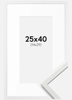 Ramme Edsbyn Hvid 25x40 cm - Passepartout Hvid 15x30 cm
