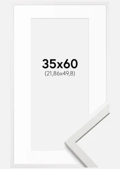 Ramme Edsbyn Hvid 35x60 cm - Passepartout Hvid 9x20 inches