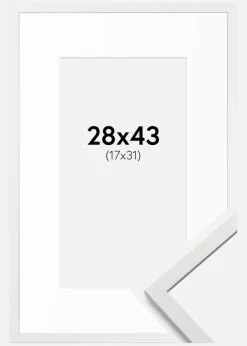 Ramme Edsbyn Hvid 28x43 cm - Passepartout Hvid 18x32 cm