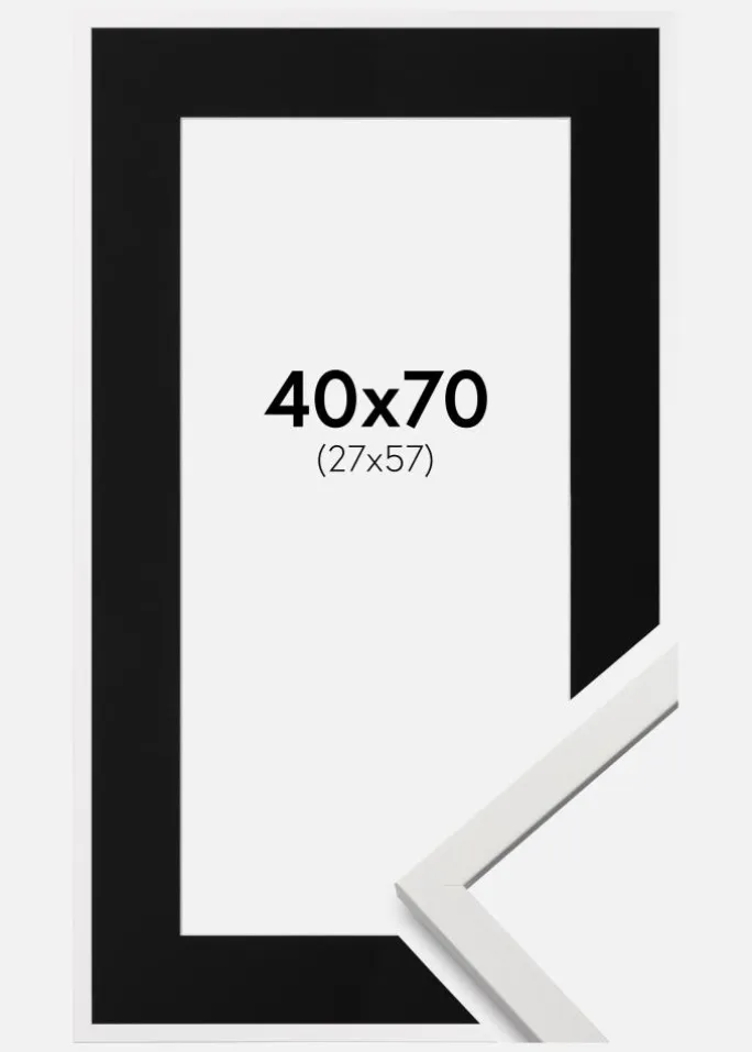 Ramme Edsbyn Hvid 40x70 cm - Passepartout Sort 28x58 cm