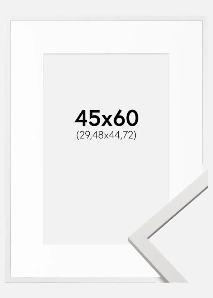 Ramme Edsbyn Hvid 45x60 cm - Passepartout Hvid 12x18 inches (30,48x45,72 cm)