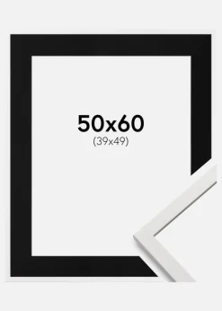 Ramme Edsbyn Hvid 50x60 cm - Passepartout Sort 40x50 cm