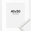 Ramme Edsbyn Hvid 40x50 cm - Passepartout Hvid 27,5x37 cm