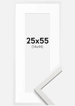Ramme Edsbyn Hvid 25x55 cm - Passepartout Hvid 15x45 cm