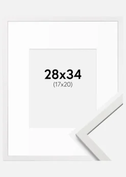Ramme Edsbyn Hvid 28x34 cm - Passepartout Hvid 18x21 cm