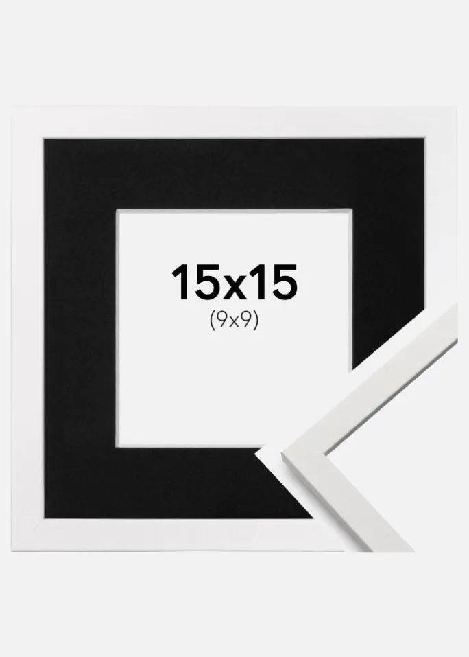 Ramme Edsbyn Hvid 15x15 cm - Passepartout Sort 10x10 cm