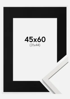 Ramme Edsbyn Hvid 45x60 cm - Passepartout Sort 32x45 cm