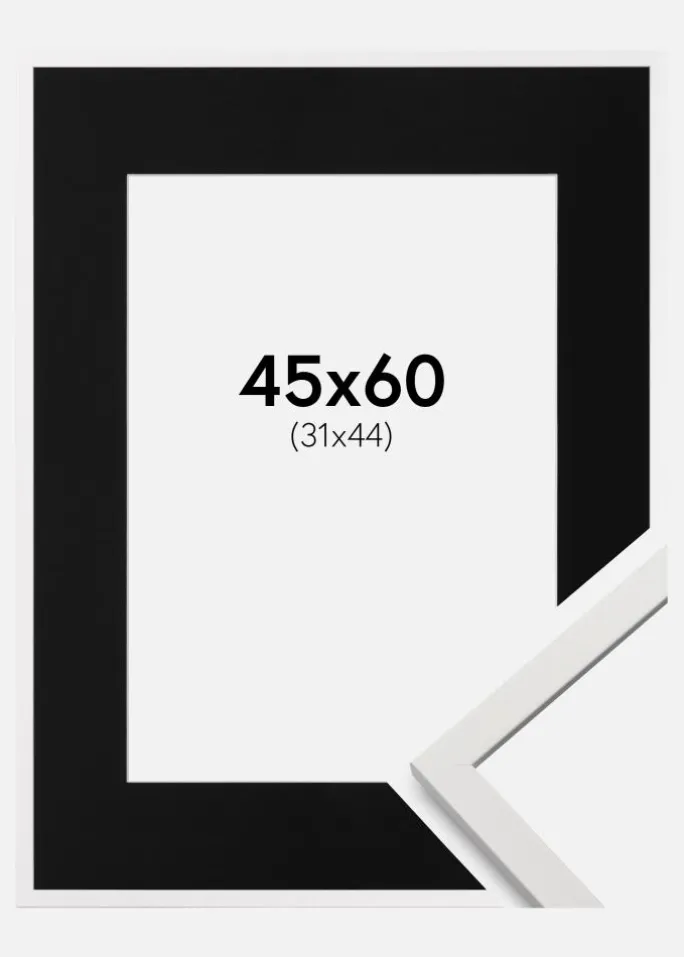 Ramme Edsbyn Hvid 45x60 cm - Passepartout Sort 32x45 cm