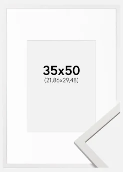 Ramme Edsbyn Hvid 35x50 cm - Passepartout Hvid 9x12 inches (22,86x30,48 cm)