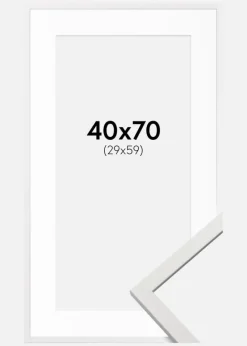 Ramme Edsbyn Hvid 40x70 cm - Passepartout Hvid 30x60 cm