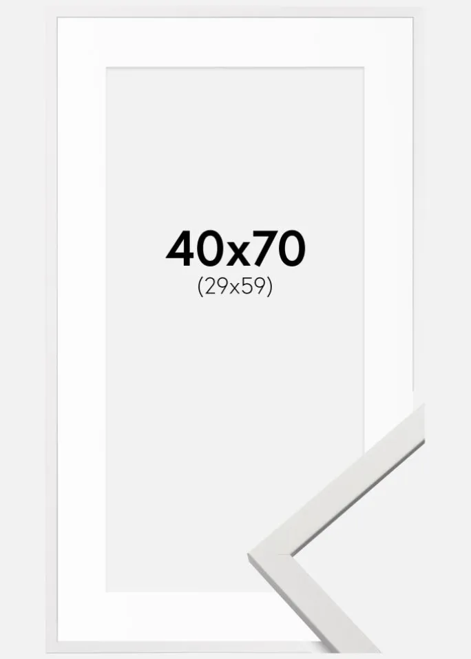 Ramme Edsbyn Hvid 40x70 cm - Passepartout Hvid 30x60 cm