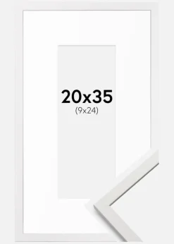 Ramme Edsbyn Hvid 20x35 cm - Passepartout Hvid 10x25 cm