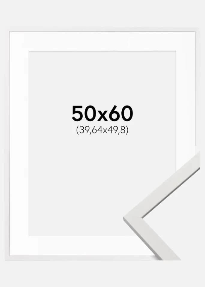 Ramme Edsbyn Hvid 50x60 cm - Passepartout Hvid 16x20 inches (40,64x50,8 cm)