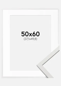 Ramme Edsbyn Hvid 50x60 cm - Passepartout Hvid 15x20 inches (38,1x50,8 cm)