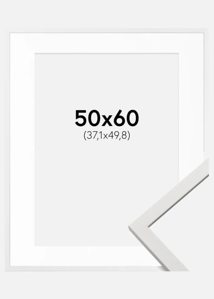 Ramme Edsbyn Hvid 50x60 cm - Passepartout Hvid 15x20 inches (38,1x50,8 cm)