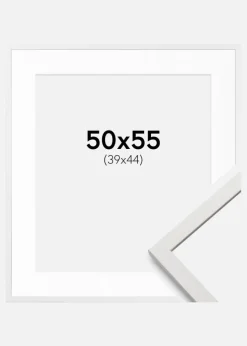 Ramme Edsbyn Hvid 50x55 cm - Passepartout Hvid 40x45 cm