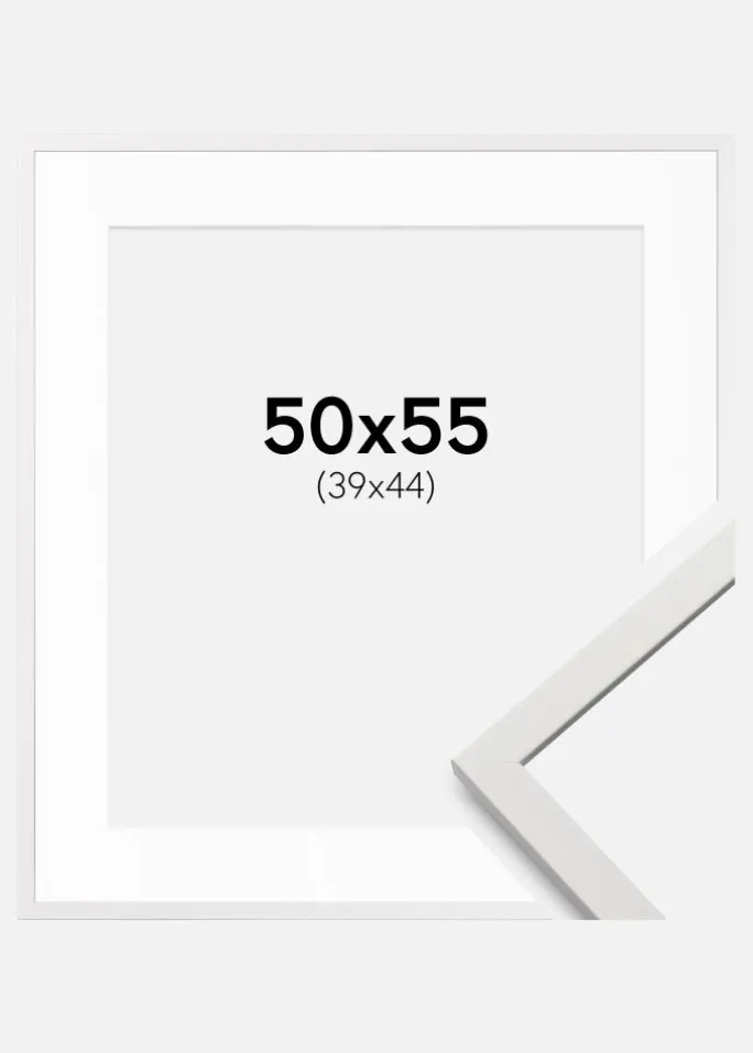 Ramme Edsbyn Hvid 50x55 cm - Passepartout Hvid 40x45 cm
