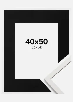 Ramme Edsbyn Hvid 40x50 cm - Passepartout Sort 27x35 cm