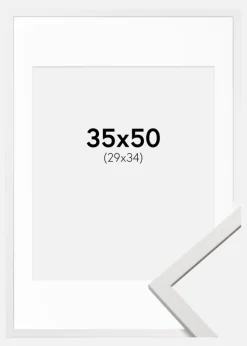Ramme Edsbyn Hvid 35x50 cm - Passepartout Hvid 30x35 cm
