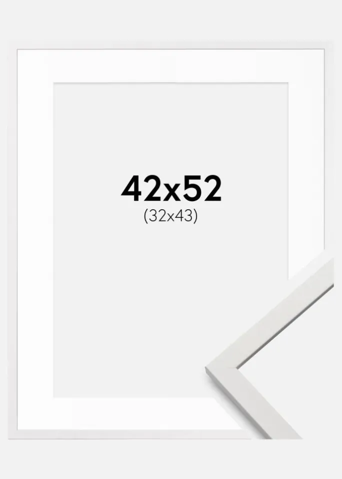 Ramme Edsbyn Hvid 42x52 cm - Passepartout Hvid 33x44 cm