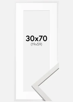 Ramme Edsbyn Hvid 30x70 cm - Passepartout Hvid 20x60 cm