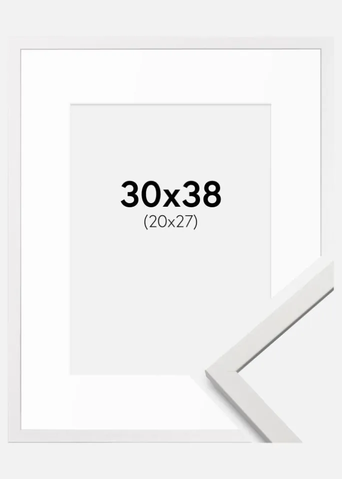 Ramme Edsbyn Hvid 30x38 cm - Passepartout Hvid 21x28 cm