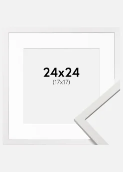 Ramme Edsbyn Hvid 24x24 cm - Passepartout Hvid 18x18 cm