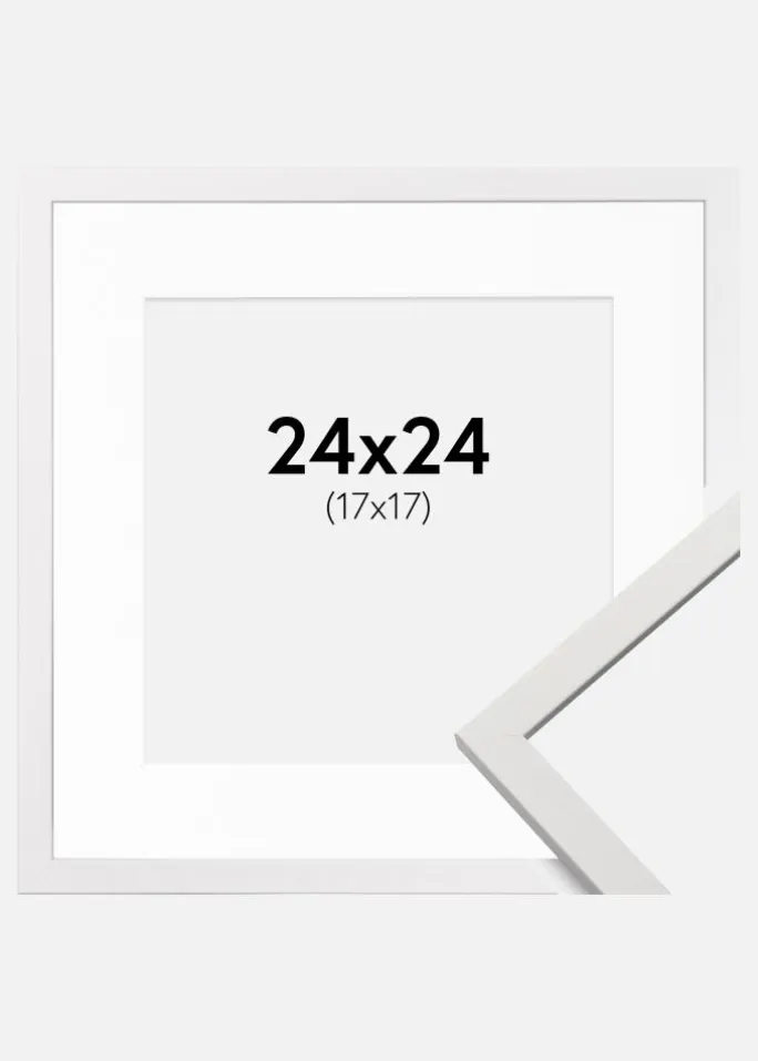 Ramme Edsbyn Hvid 24x24 cm - Passepartout Hvid 18x18 cm