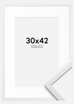 Ramme Edsbyn Hvid 30x42 cm - Passepartout Hvid 21x33 cm
