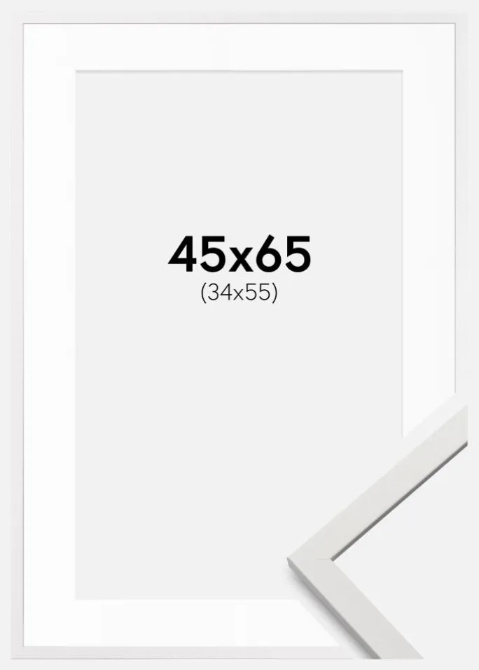 Ramme Edsbyn Hvid 45x65 cm - Passepartout Hvid 35x56 cm