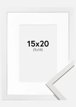 Ramme Edsbyn Hvid 15x20 cm - Passepartout Hvid 10x15 cm