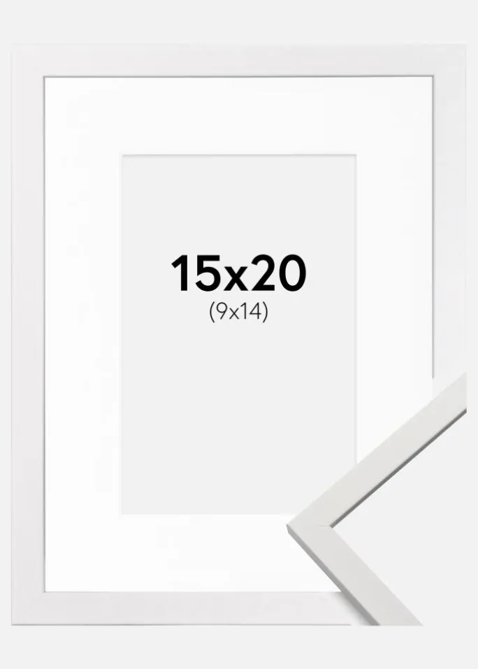 Ramme Edsbyn Hvid 15x20 cm - Passepartout Hvid 10x15 cm