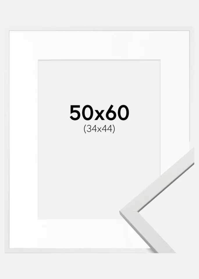 Ramme Edsbyn Hvid 50x60 cm - Passepartout Hvid 35x45 cm