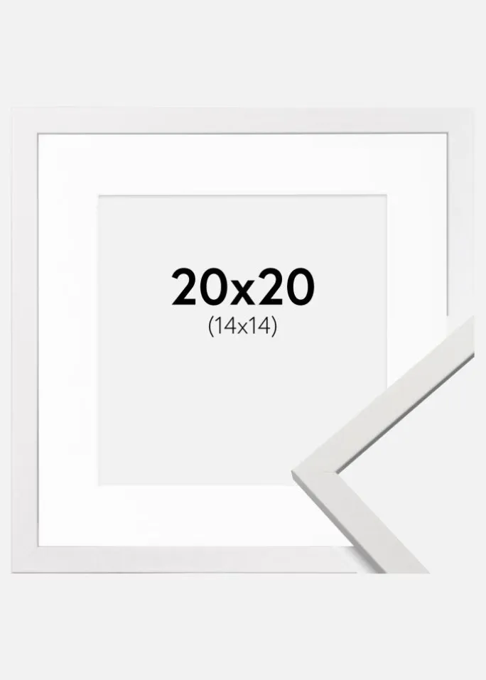 Ramme Edsbyn Hvid 20x20 cm - Passepartout Hvid 15x15 cm