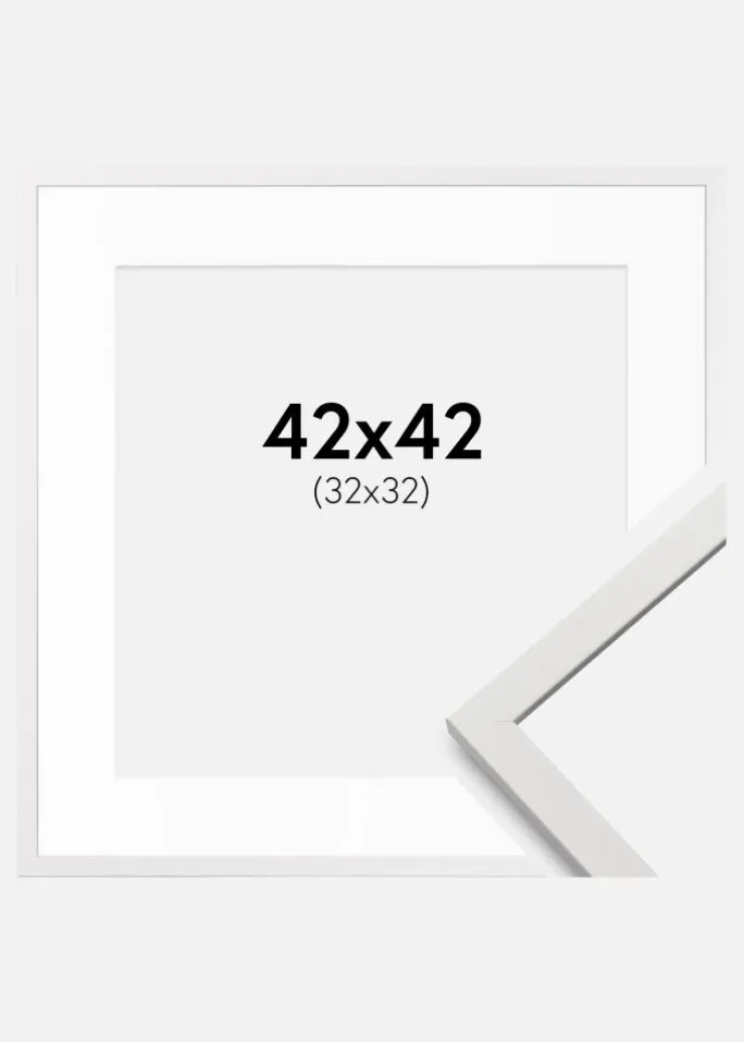 Ramme Edsbyn Hvid 42x42 cm - Passepartout Hvid 33x33 cm