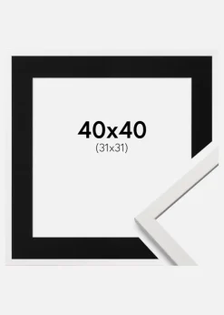 Ramme Edsbyn Hvid 40x40 cm - Passepartout Sort 32x32 cm
