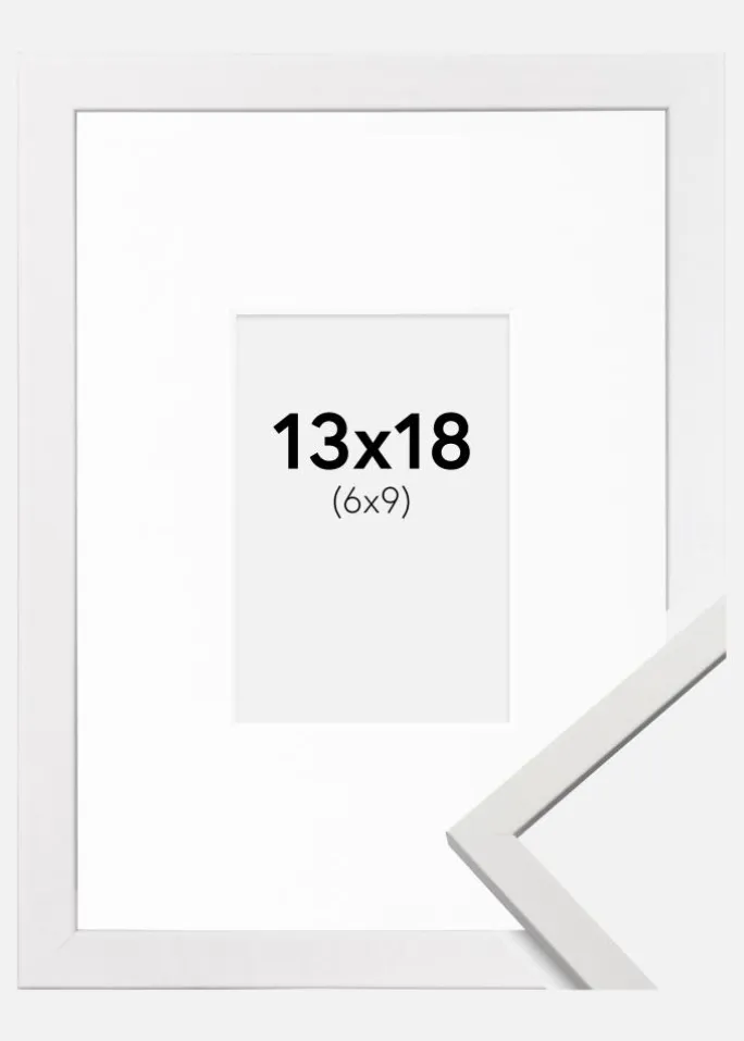 Ramme Edsbyn Hvid 13x18 cm - Passepartout Hvid 7x10 cm
