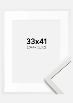 Ramme Edsbyn Hvid 33x41 cm - Passepartout Hvid 10x13 inches