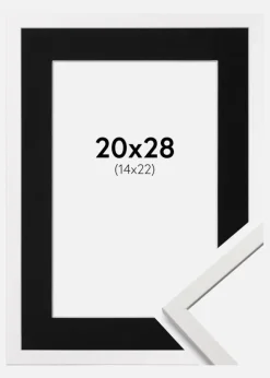 Ramme Edsbyn Hvid 20x28 cm - Passepartout Sort 15x23 cm