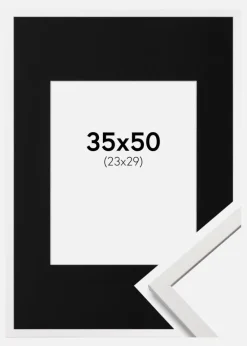 Ramme Edsbyn Hvid 35x50 cm - Passepartout Sort 24x30 cm